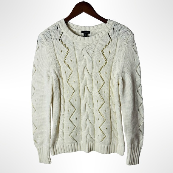 Talbots Cable Knit Sweater Ivory Small NWT Coastal Fisherman Preppy Cottage - Picture 10 of 11